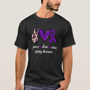 Peace Love Cure Epilepsy Purple Ribbon Awareness T-Shirt
