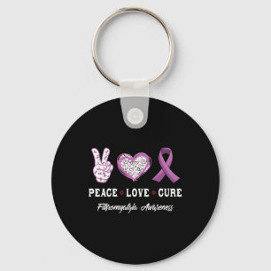 Peace Love Cure Fibromyalgia Awareness Men Women K Key Ring