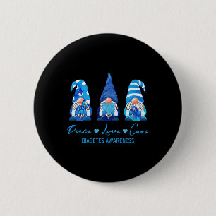 Peace Love Cure Gnome Diabetes Awareness Survivors 6 Cm Round Badge