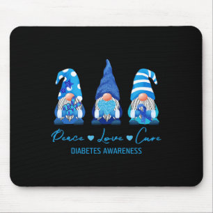 Peace Love Cure Gnome Diabetes Awareness Survivors Mouse Pad
