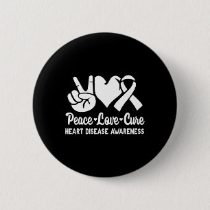 Peace Love Cure Go Red American Heart Disease Awar 6 Cm Round Badge