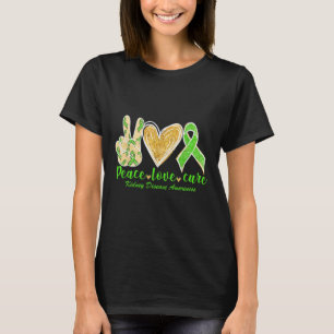Peace Love Cure Green Ribbon Kidney Disease Awaren T-Shirt