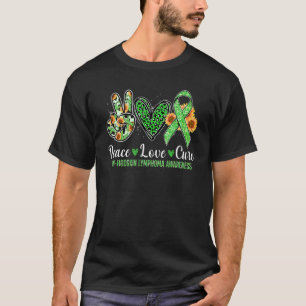 Peace Love Cure Green Ribbon Non Hodgkin Awareness T-Shirt