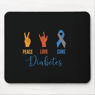 Peace Love Cure Grey Blue Ribbon Type 1 Vintage Di Mouse Pad