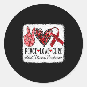 Peace Love Cure Heart Disease Awareness Chd Suppor Classic Round Sticker