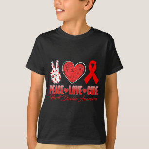 Peace Love Cure Heart Disease Awareness Day Red Ri T-Shirt