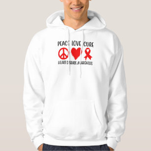 Peace Love Cure Heart Disease Awareness Men Women  Hoodie