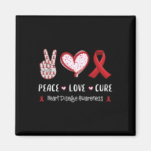Peace Love Cure Heart Disease Awareness Men Women Magnet