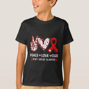 Peace Love Cure Heart Disease Awareness Men Women T-Shirt