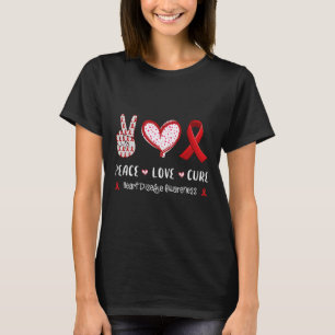 Peace Love Cure Heart Disease Awareness Men Women T-Shirt