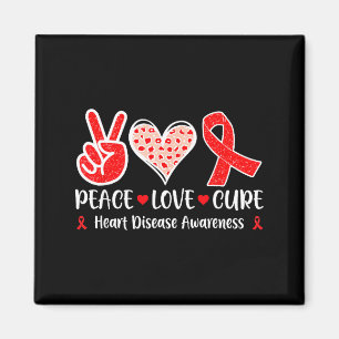 Peace. Love. Cure - Heart Disease Awareness Month Magnet