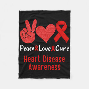 Peace Love Cure Heart Disease Awareness Month Men Fleece Blanket