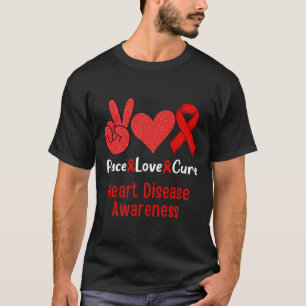 Peace Love Cure Heart Disease Awareness Month Men  T-Shirt