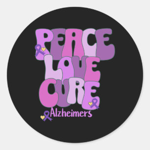 Peace Love Cure Heimerheimer's Awareness Purple Ri Classic Round Sticker