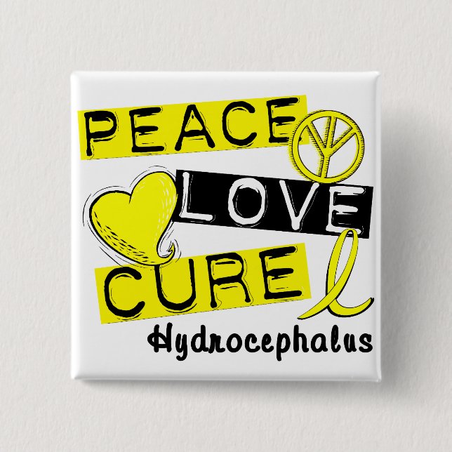 Peace Love Cure Hydrocephalus 15 Cm Square Badge (Front)