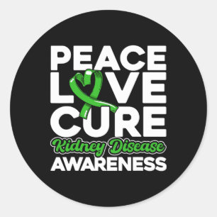 Peace Love Cure Kidney Disease Awareness 1 Classic Round Sticker