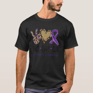 Peace Love Cure Leopard Alzheimer's Awareness Purp T-Shirt