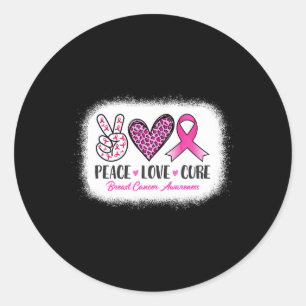 Peace Love Cure Leopard Breast Cancer Awareness  Classic Round Sticker
