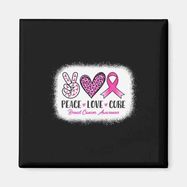 Peace Love Cure Leopard Breast Cancer Awareness  Magnet (Front)
