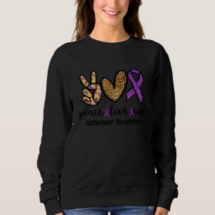 Peace Love Cure Leopard Heart Alzheimer Awareness Sweatshirt