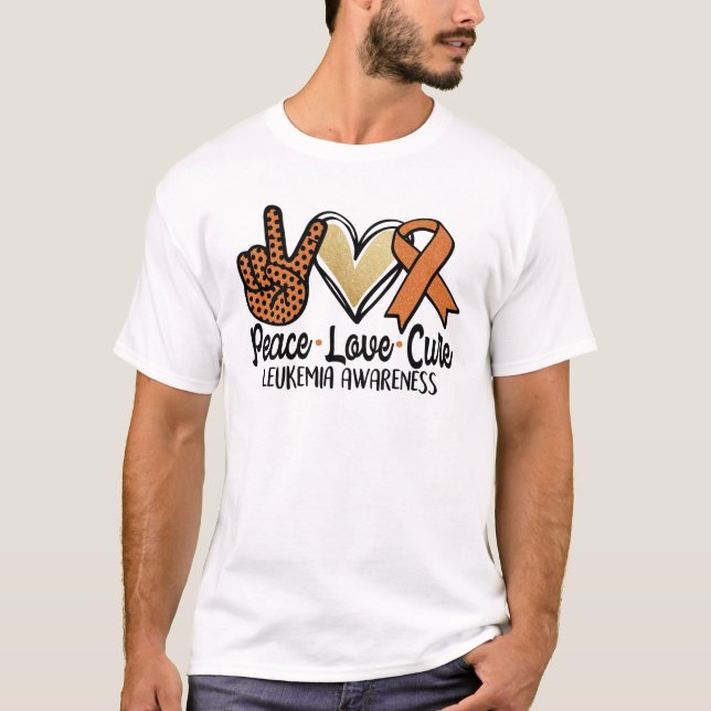 Peace Love Cure Leukaemia Awareness Cancer Support T-Shirt (Front)