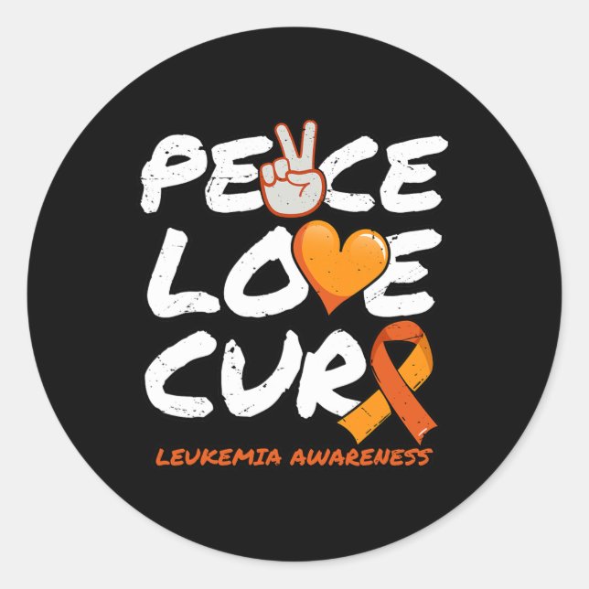 Peace Love Cure - Leukaemia Awareness  Classic Round Sticker (Front)