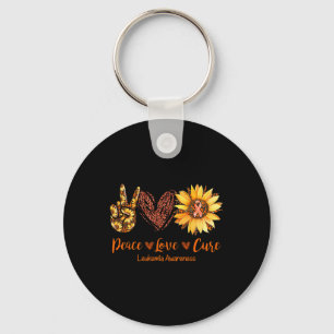 Peace Love Cure Leukaemia Awareness Gift Key Ring