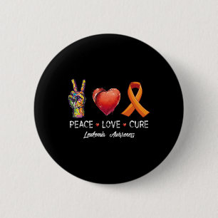 Peace Love Cure Leukaemia Awareness Men Women Kids 6 Cm Round Badge