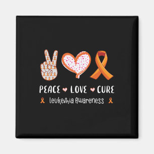 Peace Love Cure Leukaemia Awareness Men Women Kids Magnet