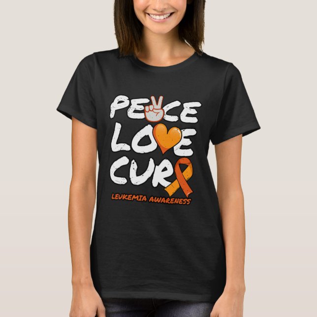 Peace Love Cure - Leukaemia Awareness  T-Shirt (Front)