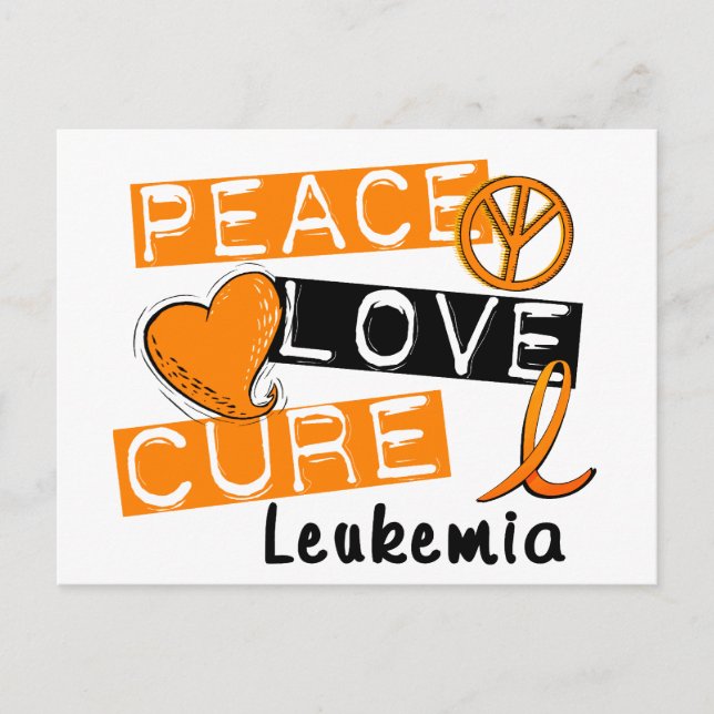 Peace Love Cure Leukaemia Postcard (Front)