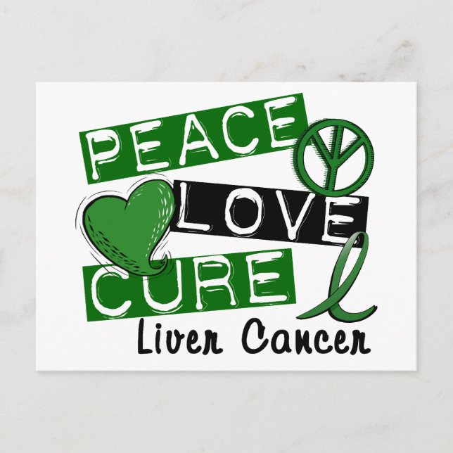 Peace Love Cure Liver Cancer Postcard (Front)
