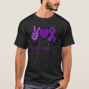 Peace Love Cure Lupus Awareness Purple Ribbon T-Shirt