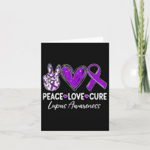 Peace Love Cure Lupus Awareness Warrior Purple Rib Card