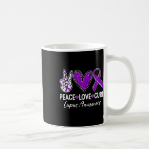 Peace Love Cure Lupus Awareness Warrior Purple Rib Coffee Mug