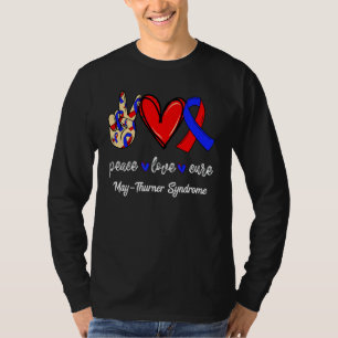 Peace Love Cure May Thurner Syndrome Red & Blue Aw T-Shirt