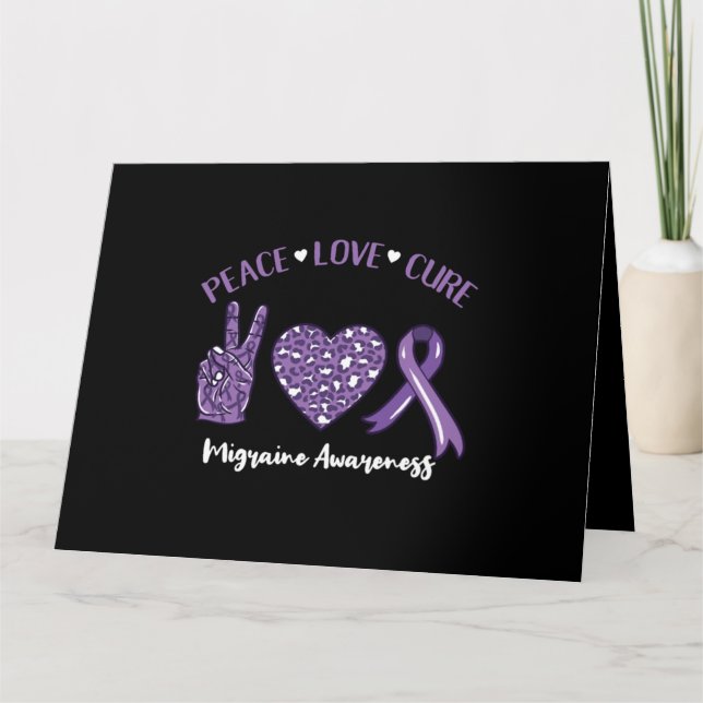 Peace Love Cure Migraine Awareness Ribbon Card (Front)