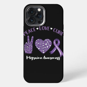 Peace Love Cure Migraine Awareness Ribbon iPhone 13 Pro Max Case