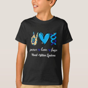 Peace Love Cure Mowat-wilson Syndrome Blue Ribbon T-Shirt