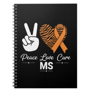 Peace Love Cure MS Awareness Orange Ribbon Notebook