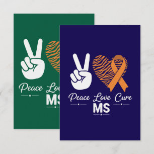 Peace Love Cure MS Awareness Orange Ribbon Thank You Card