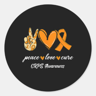 Peace Love Cure Orange Ribbon Crps Awareness Gift  Classic Round Sticker