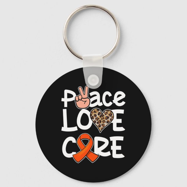 Peace Love Cure Orange Ribbon Leukaemia Awareness  Key Ring (Front)