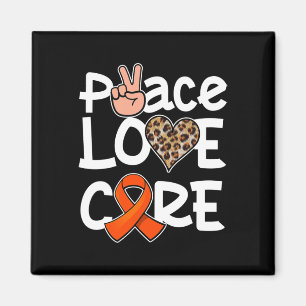 Peace Love Cure Orange Ribbon Leukaemia Awareness  Magnet