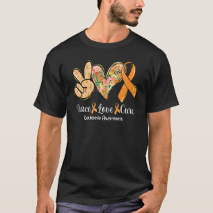 Peace Love Cure Orange Ribbon Leukaemia Awareness T-Shirt