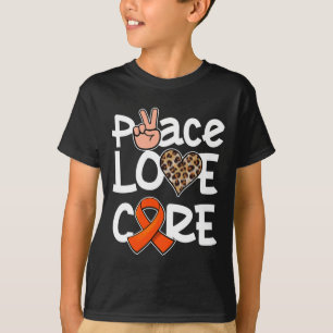 Peace Love Cure Orange Ribbon Leukaemia Awareness  T-Shirt
