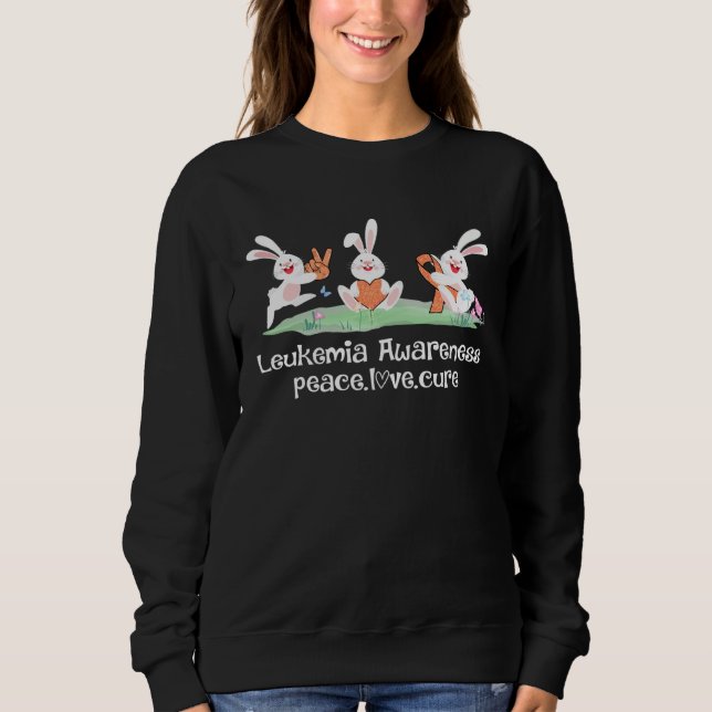 Peace Love Cure Orange Ribbon Leukemia Awareness E Sweatshirt (Front)