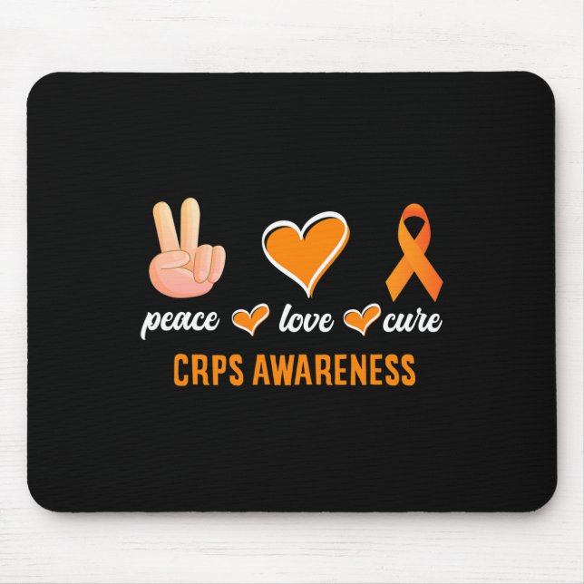 Peace Love Cure Orange Ribbon Rsd Crps Awareness  Mouse Pad (Front)