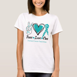 Peace Love Cure Ovarian Cancer Awareness T-Shirt