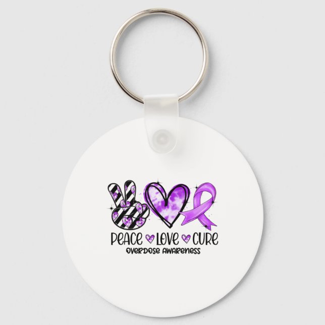 Peace Love Cure Overdose Awareness  Key Ring (Front)